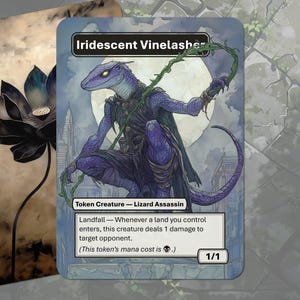 Iridescent Vinelasher Offspring Token MTG (1/1 Lizard Assassin)