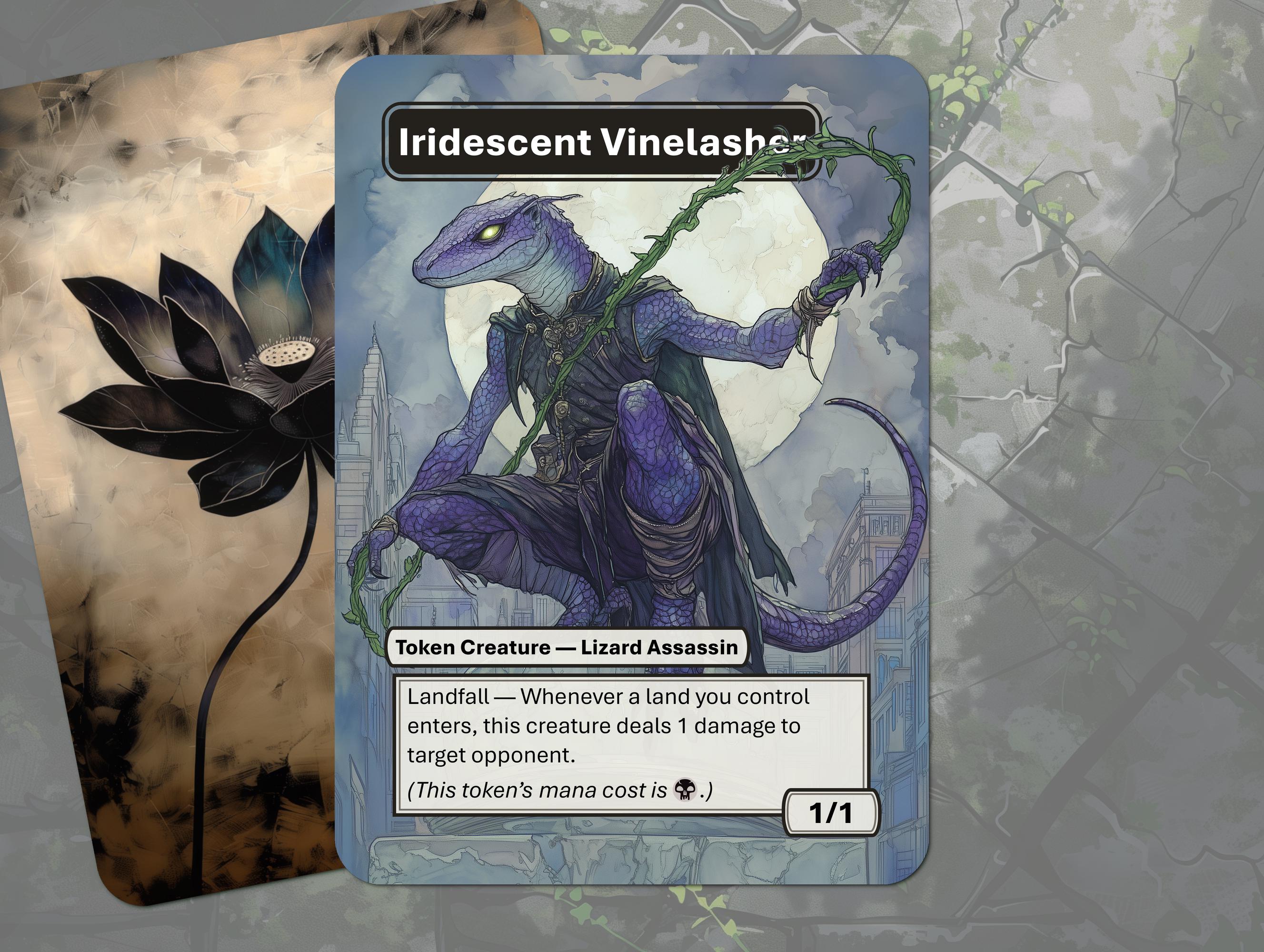 Iridescent Vinelasher Offspring Token MTG (1/1 Lizard Assassin) - Etsy