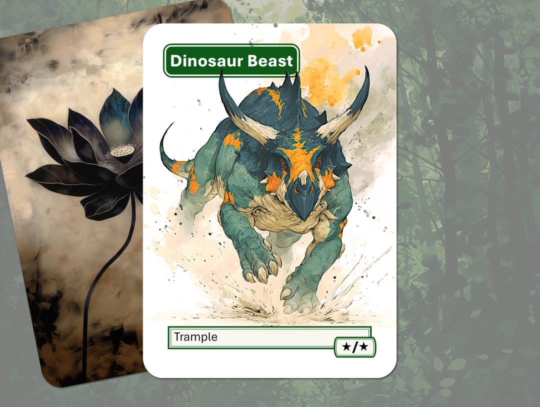 Dinosaur Beast Token MTG (trample */*) - Etsy