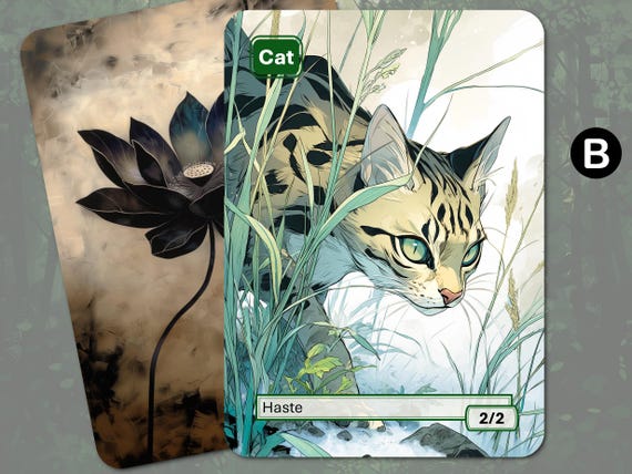 Cat Token MTG (green 2/2 Haste) - Etsy