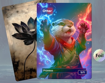 Foil Otter Token MTG (1/1 Blue-Red Prowess)