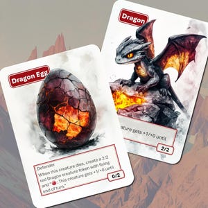 Ficha de huevo de dragón MTG (Defensor 0/2, Dragón 2/2 en el reverso)