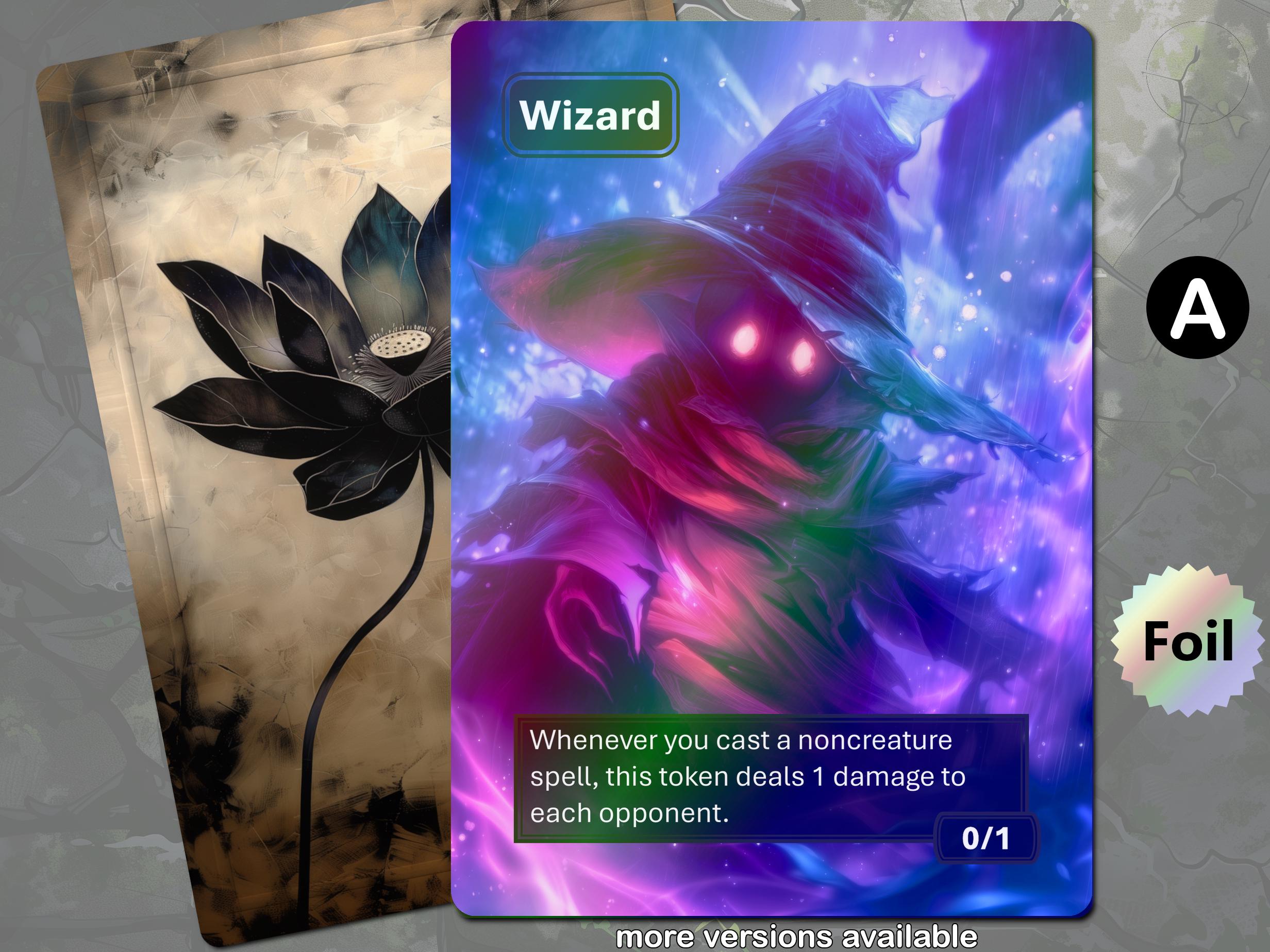 Foil Wizard Token (black 0/1) MTG - Etsy