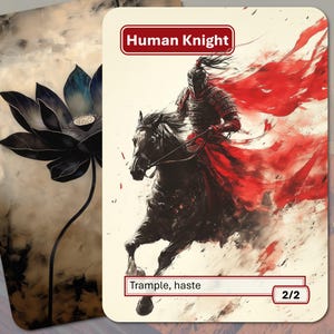 Ficha de Caballero Humano MTG (Roja 2/2 Arrollar Prisa)