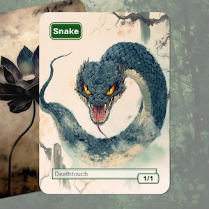 Snake Token MTG (1/1 Deathtouch Green)