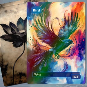 Ficha de pájaro foil MTG (azul 2/2)