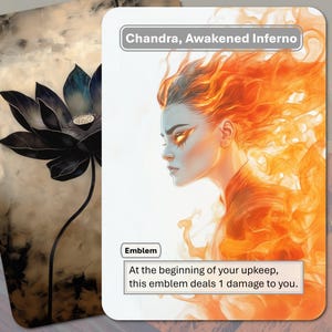 Chandra-embleem (versies: Awakened Inferno, Dressed to Kill, Roaring Flame, Torch of Defiance) MTG-token