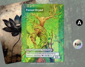 Foil Forest Dryad Token (1/1 Green Land Creature) MTG