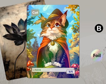 フォイル猫トークン（1/1ライフリンク、白）MTG - Etsy 日本