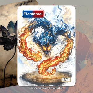 Elemental Token MTG (4/4 blauw-rood)