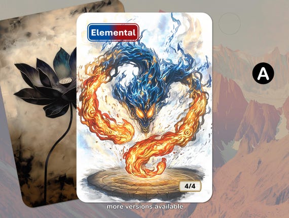 Elemental Token MTG (4/4 Blue-red) - Etsy