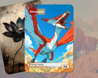 Dinosaur Token MTG (2/2 Flying, haste, Red-White)