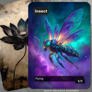 Insect Token MTG (Black 1/1 Flying)