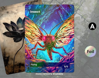 Insect Foil Token (1/1 Flying, Black) MTG