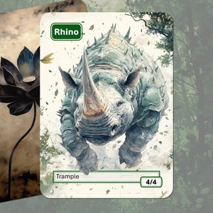 Rhino Token MTG (4/4 Trample)