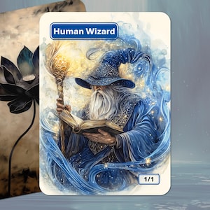 Human Wizard Token MTG (Blue 1/1)