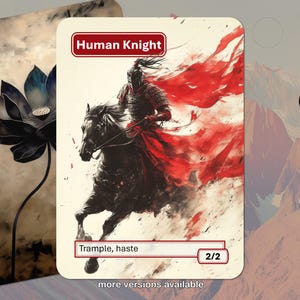Human Knight Token MTG (Red 2/2 Trample Haste)
