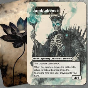 Ficha de esqueleto Jumblebones de MTG (legendaria 2/1)