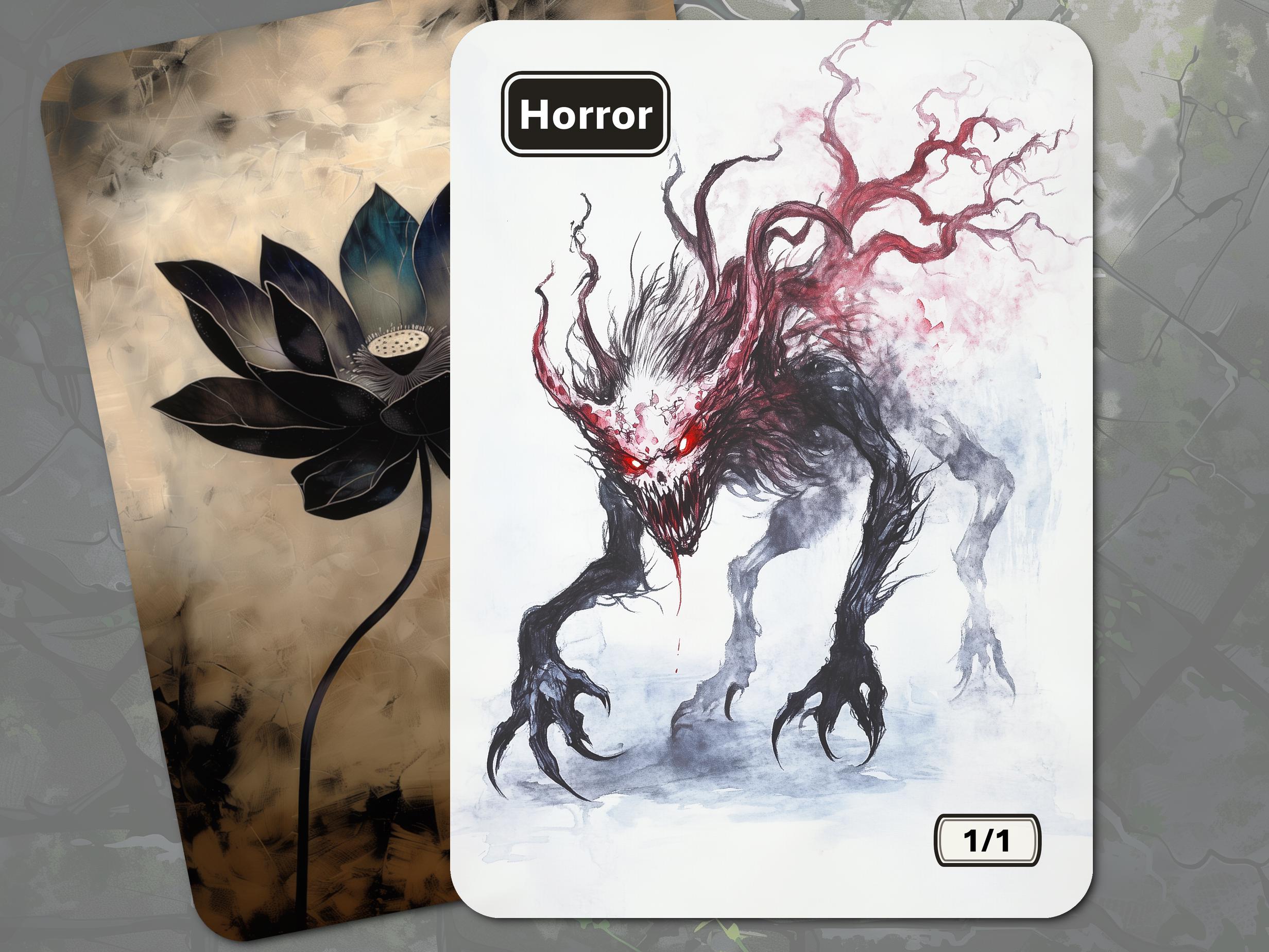 Horror Token MTG (Black 1/1)