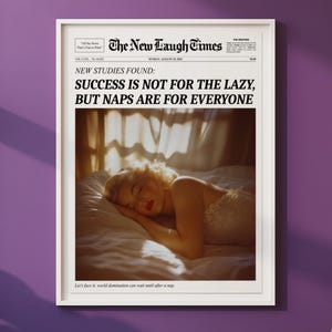 成功は怠け者のものではない、トレンディな新聞プリント、ニューヨークタイムズのウォールアート、マリリンモンロープリント、レトロなバーカート、女の子の寮の部屋レトロ