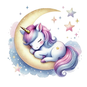 10 Cute Rainbow Unicorn Clipart PNG, Aborable Baby Unicorn Bundle, Nursery Wall Art, Transparent PNG, Commercial Use, Digital Download