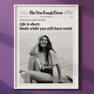 人生は短い、トレンディな新聞プリント、ニューヨークタイムズのウォールアート、アファメーションポスター、ヴィンテージバーカート、女の子の寮の部屋、印刷可能なウォールアート