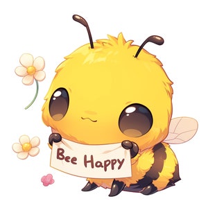 30 Cute Honey Bee Clipart Collection, Aborable Cartoon Bee Bundle, Nursery Wall Art, Transparent PNG, Commercial Use, Digital Download