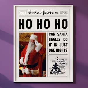 サンタのクリスマス ウォールアート、トレンディな新聞プリント、ニューヨーク タイムズ ウォールアート、クリスマス デコレーション、ヴィンテージ バー カート、女の子の寮の部屋レトロ、印刷可能