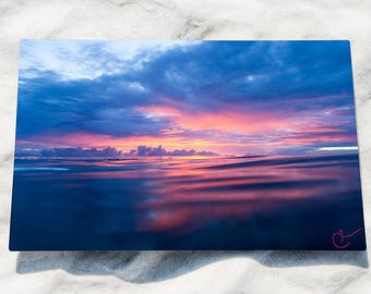 Pink Sunset on the Ocean, Original Underwater Photography, Ocean Metal Wall Art, Nautical Beach Decor, Nature Photos, Contemporary Art