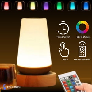 Portable RGB Night Light - Touch & Remote Control/ Dimmable/ USB Rechargeable/ 13-Color LED Bedside Lamp