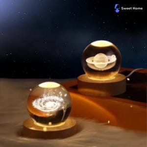 3D Crystal Ball Galaxy Lamp – Planetary Projection Night Light, USB-Powered, Cozy Ambient Decor, Unique Gift