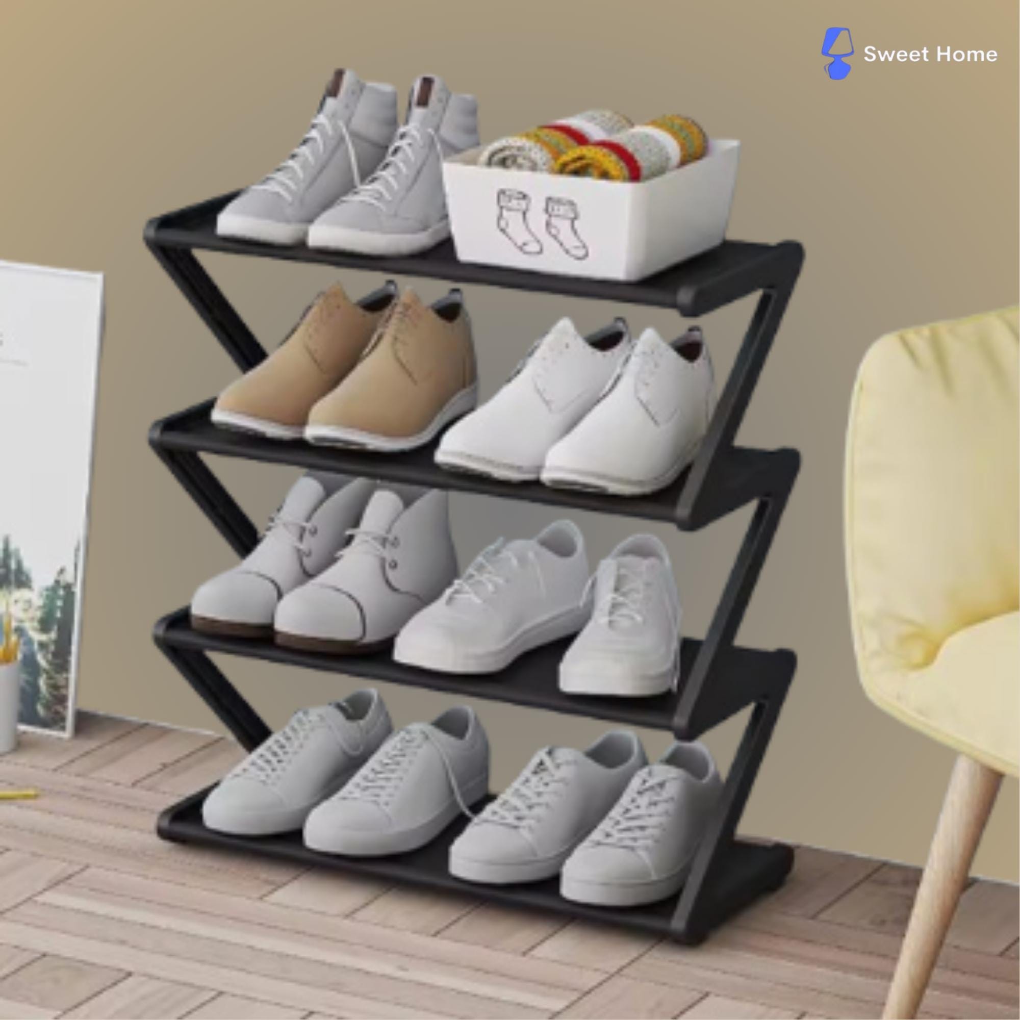 Z-shaped Shoe Rack – Modern Floor Storage Organizer - Etsy