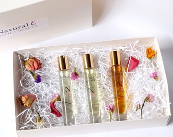 Perfume Gift Set - Jasmine, Neroli, Rose Botanical Perfume Oils