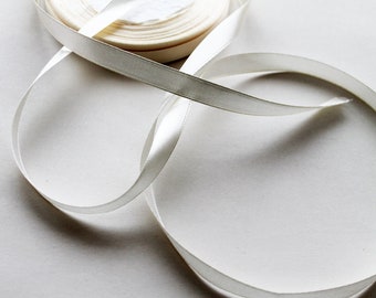 10mm Off White double faced satin ribbon - 1 metre - Kezbirdie