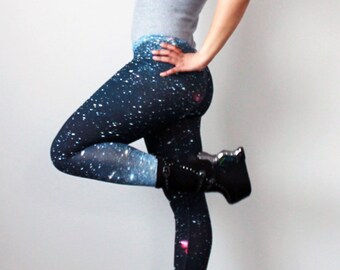 Black and blue Star galaxy leggings - All sizes available - Kezbirdie