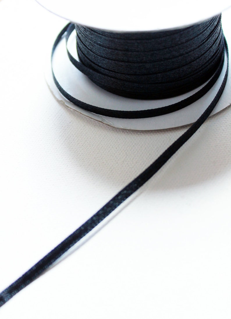 3mm Thin Black Satin Ribbon 1 Metre Kezbirdie Etsy Sweden