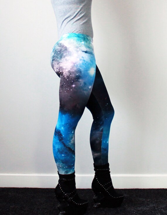 Leggings galassia cosmica neri e blu Taglia media PRONTA | Etsy Italia