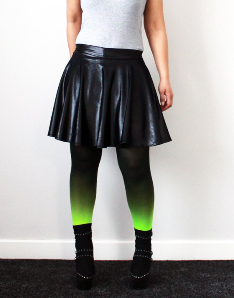 Black Wet Look circle skater skirt  available in all sizes  image 8