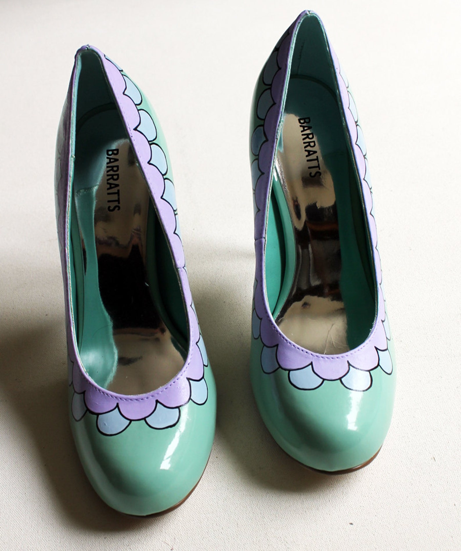 Hand Painted Heels Scalloped Pastel Lilac and Pastel Blue Etsy