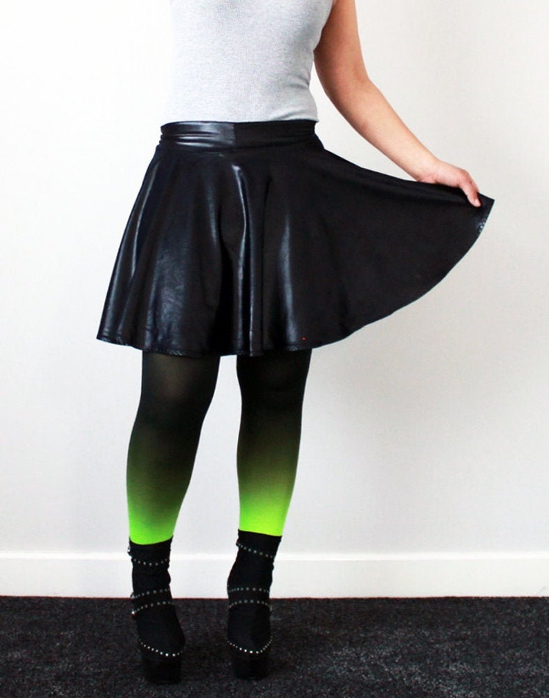 Black Wet Look circle skater skirt  available in all sizes  image 1
