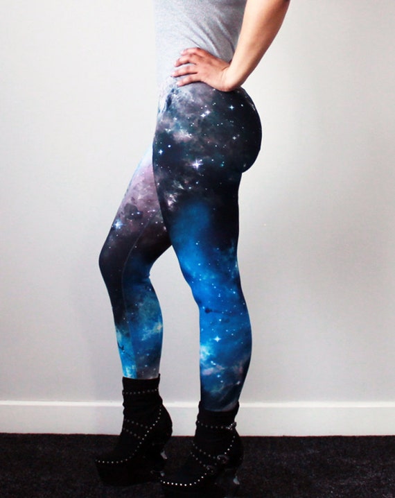 Leggings galassia cosmica neri e blu Taglia media PRONTA | Etsy Italia