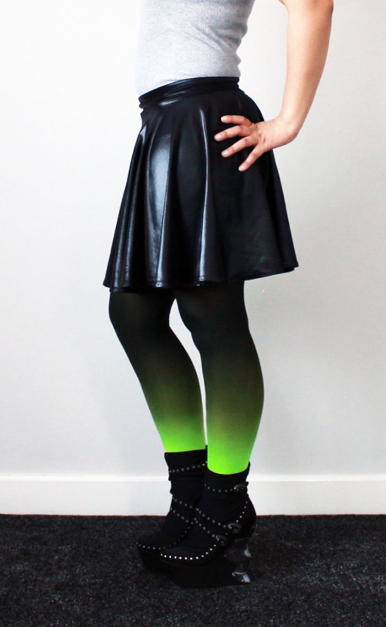 Black Wet Look circle skater skirt  available in all sizes  image 2