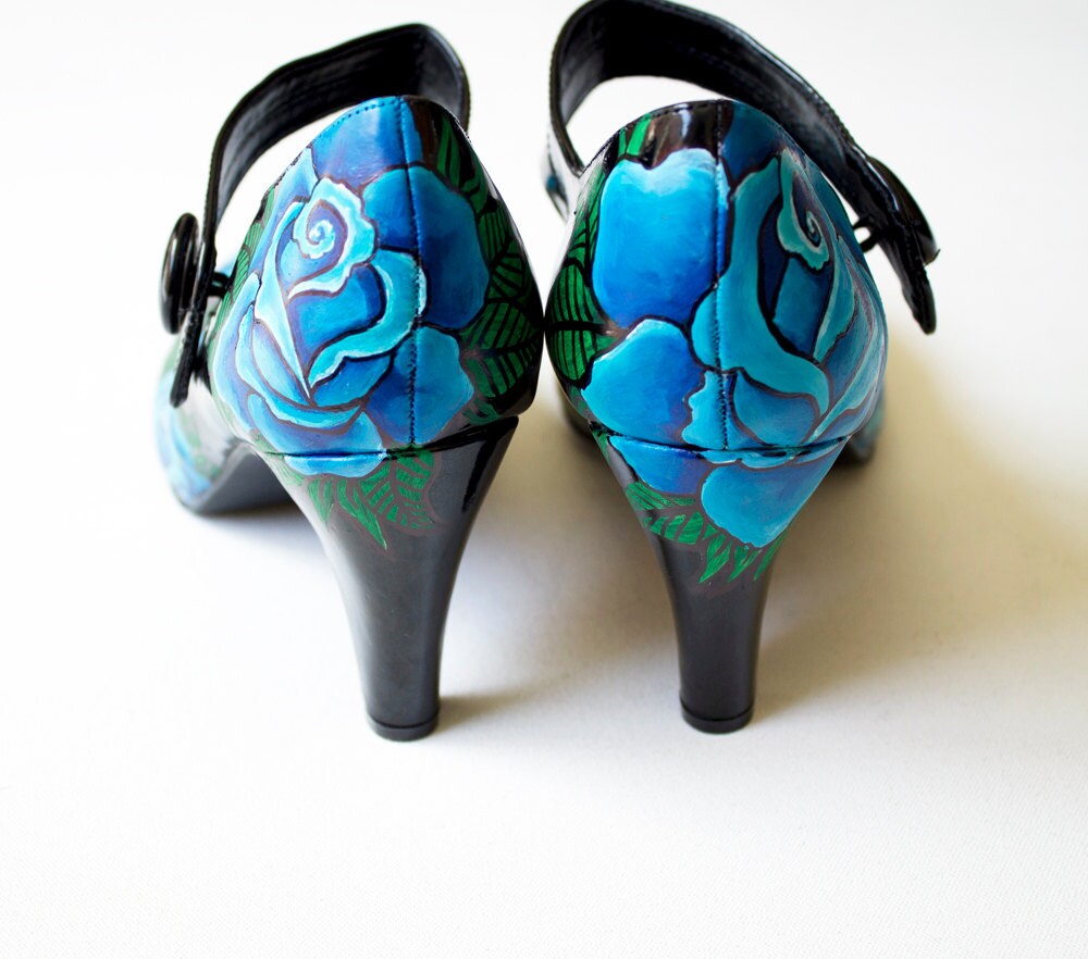 Hand painted heels Blue Roses Customize Your Shoes | Etsy