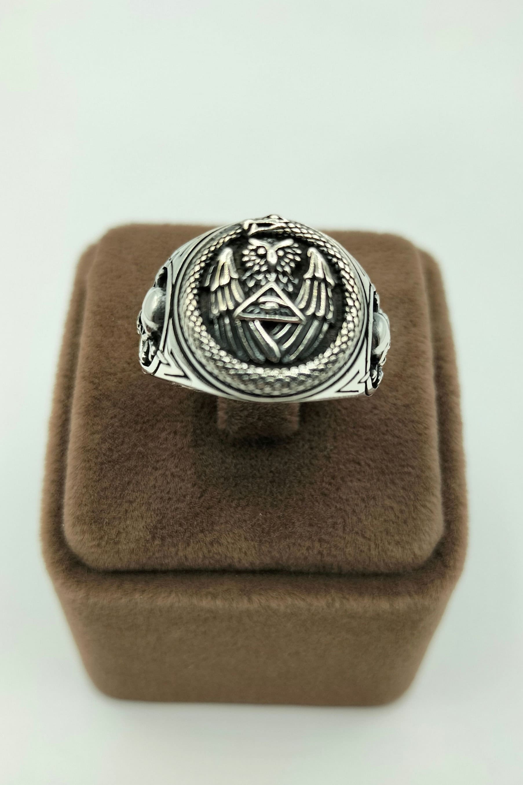 Owl 925 Sterling Silver Men's Ring: Handmade Personalized Band