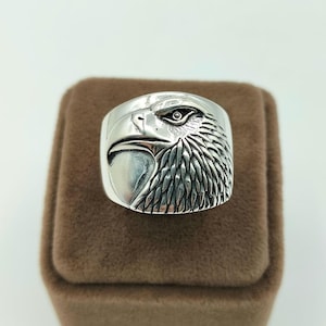925 Sterling Silver Men&#39;s Ring,Eagle Figured Men&#39;s Silver Ring,Handmade Men&#39;s Ring, Personalized Silver Ring,Valentine&#39;s Day Gift