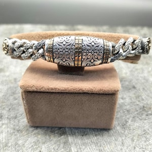 Handmade Silver Bracelet, Solid 925 Sterling Bracelet, Thick Cuban Chain Bracelet, Heavy Chain Bracelet,Gift for Men,Christmas Gift Bracelet