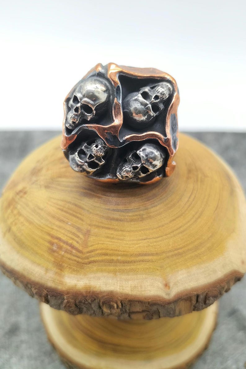 Skull Rings Handmade Sterling Silver Gothic Skull Ring: Biker Style Mens Jewelry - Etsy
