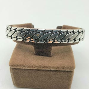 Handmade Men&#39;s Silver Bracelet,925 Sterling Silver Adjustable Bracelet,Handmade Cuff Silver Bracelet,Texture Patterned Men&#39;s Silver Bracelet