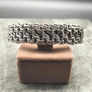 Handmade Men&#39;s Silver Bracelet, Men&#39;s Silver Chain Bracelet with Black CZ Stones - Thick Gothic Style Jewelry, Gift for Men