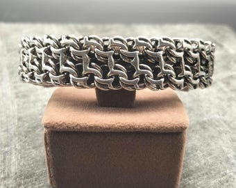 Handmade Sterling Silver Gothic Bracelet: Black CZ Stones, Thick Chain